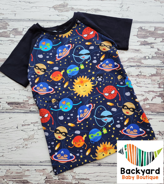 Super Planets Size 7 Raglan