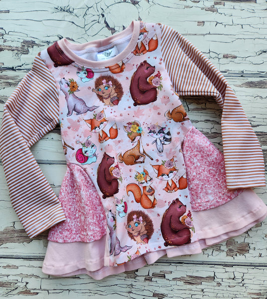 3T Forest Friends on Blush Mini Swagger Tunic