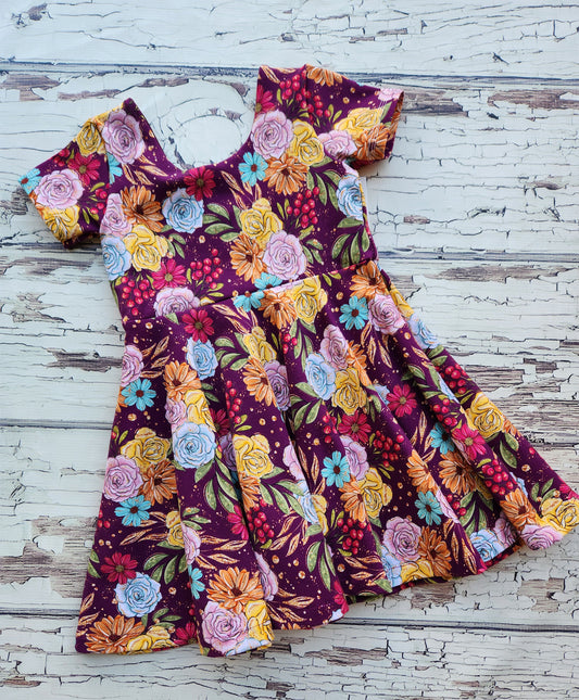 3T Fall Floral Glitter Dress