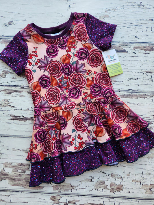 5T Fall Floral Rust/Plum Peplum