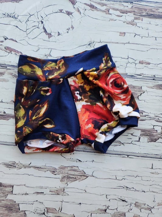 9-12m navy floral Cuff Shorts