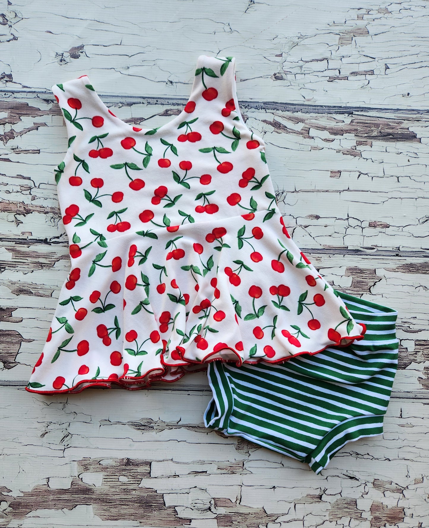 Cherry Peplum/Bummie Set 2t