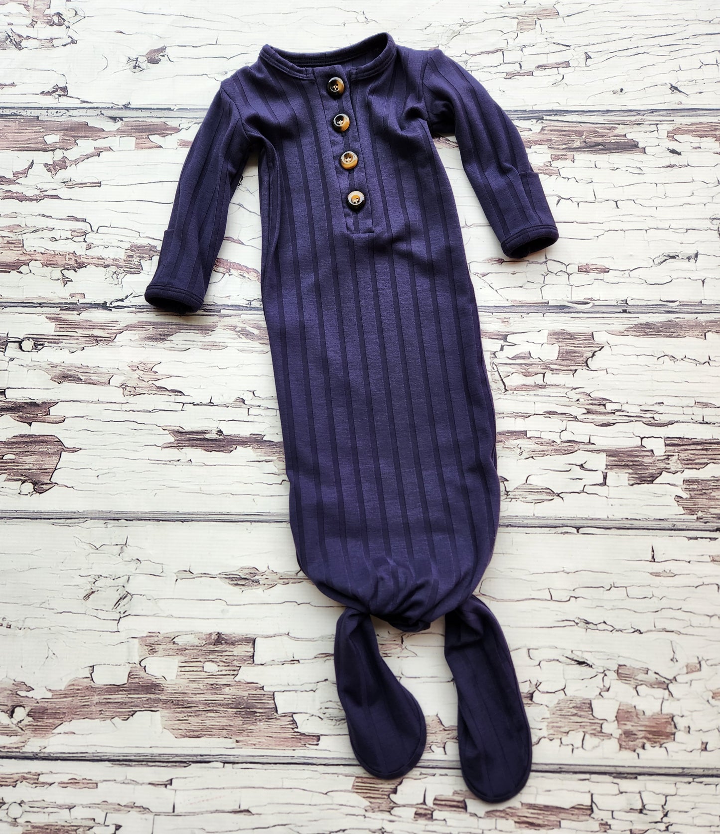 navy Rib Infant Gown