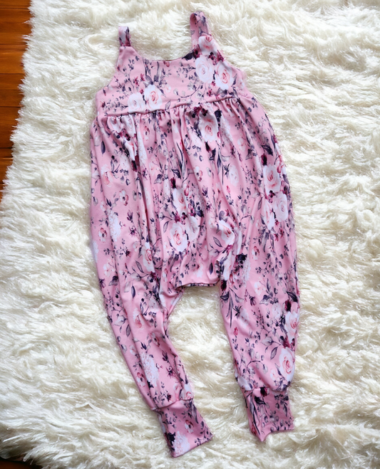 Pink dusty plum floral Napa Romper 2t