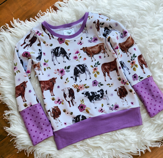 Cows in Purple Meadow GWM 3 Pullover