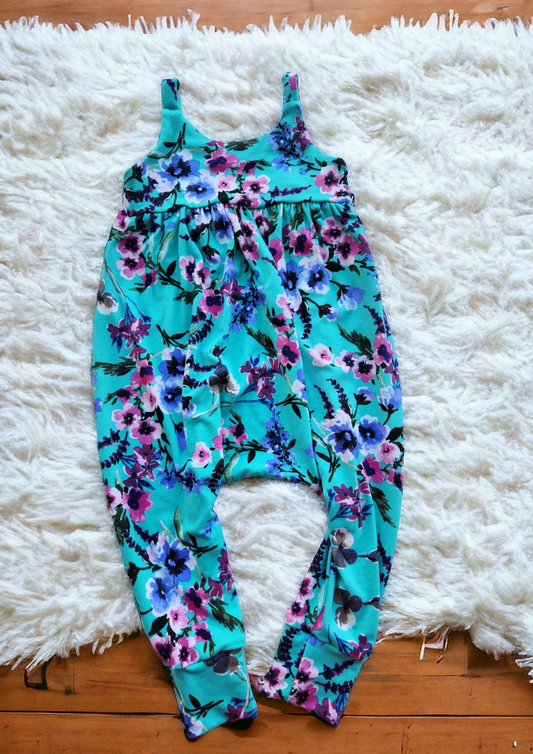 12M Aqua Floral Napa Romper