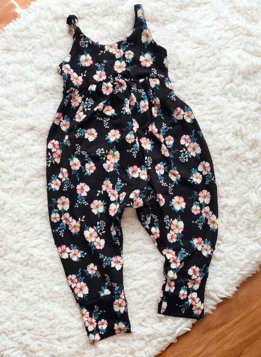 3M Black Ditsy Floral Napa Romper