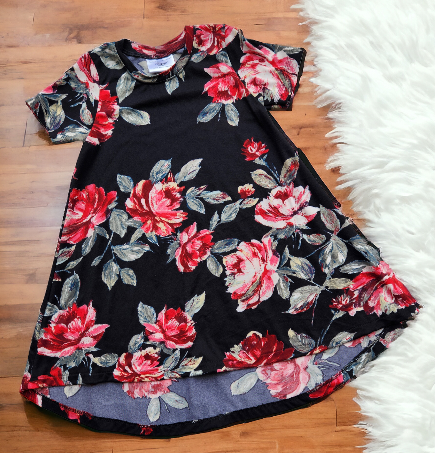 2/3T  Black/Red Floral T-shirt Dress