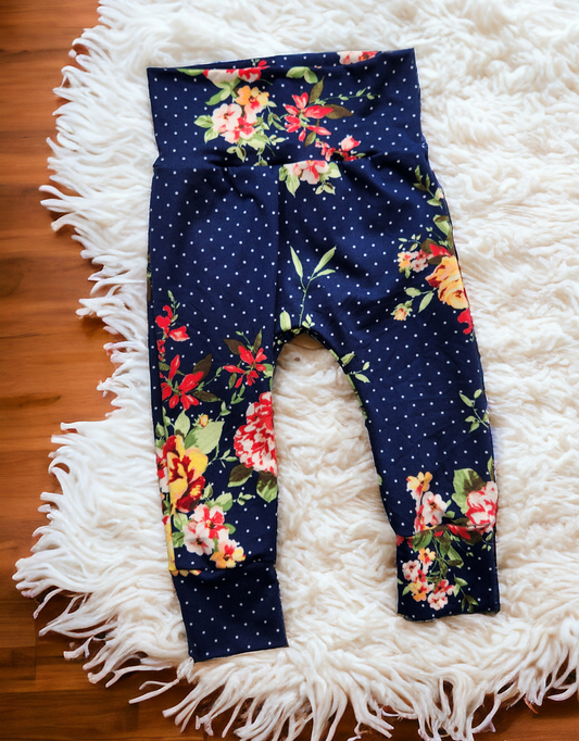 3-6M Navy Dot Harem Pants