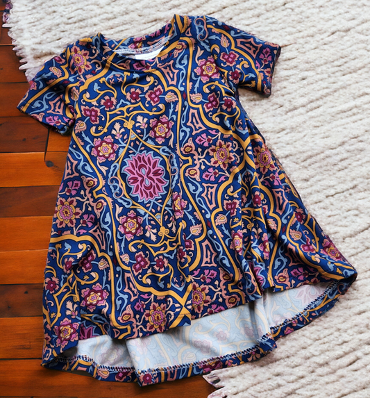 3-6M Navy Burg Geo Floral Tshirt Dress