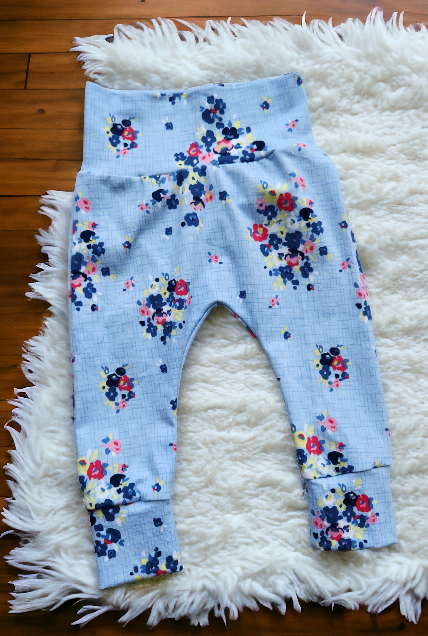 3/6M Light Blue Floral Harem Pants