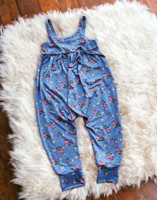 Dusty Blue Floral Napa Romper 4T