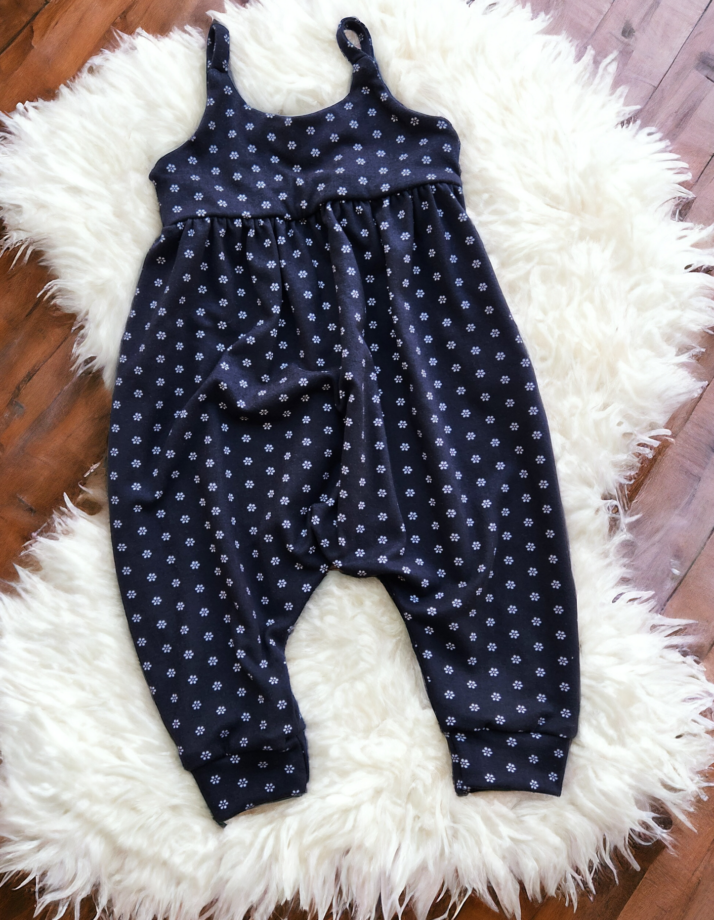 Black Tiny Floral Napa Romper 18M