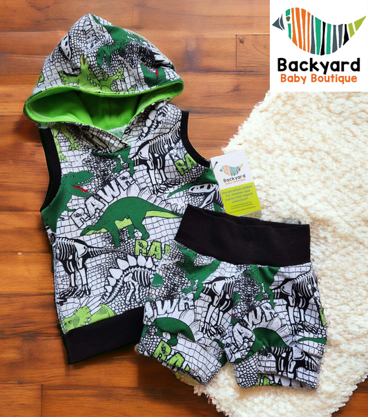 Dino Hooded Tank/Cuff short Set 6m