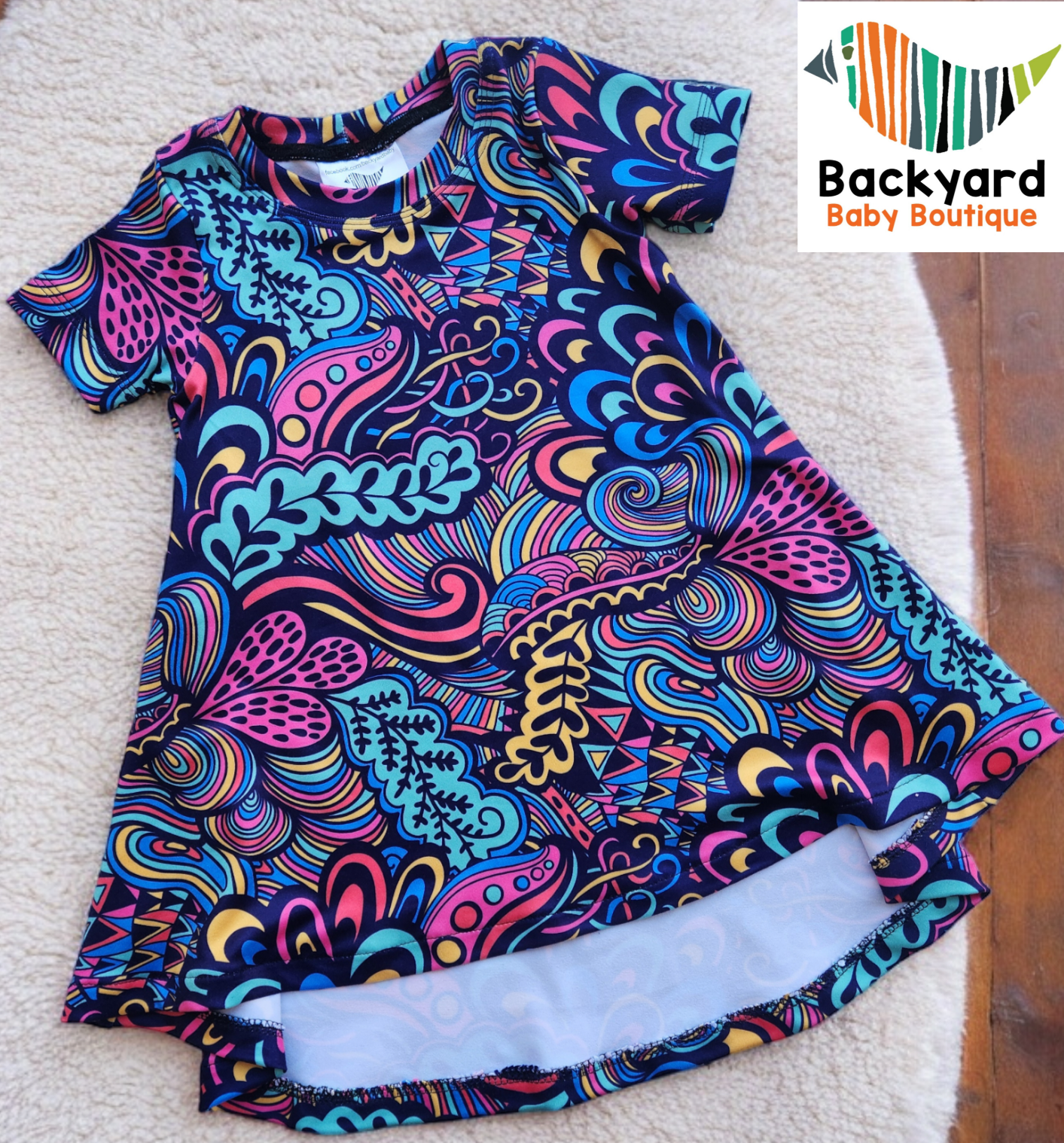 Vaulted Floral  t-shirt dress 6-9m