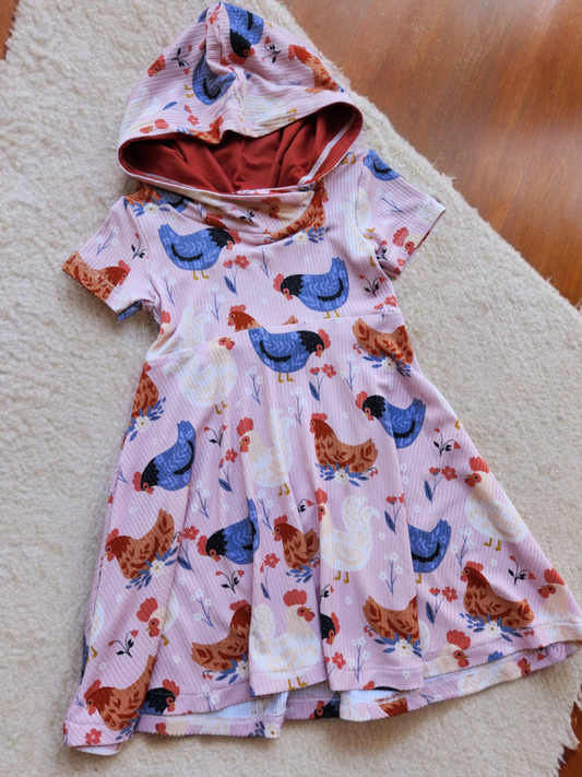 Pink Rib Knit Chickens GWM 2 dress