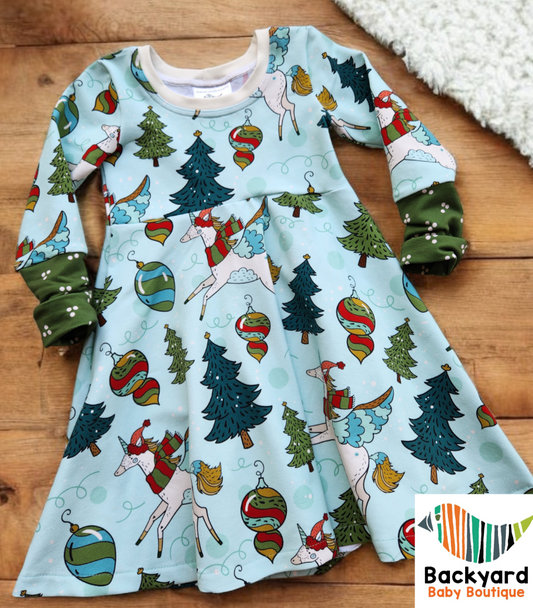 Festive Unicorn GWM 2 Dress (1-3y)