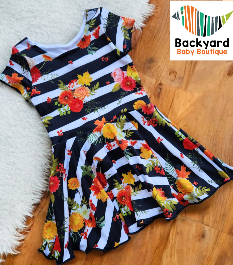 Size 2t Blk Striped Fall Floral Dress