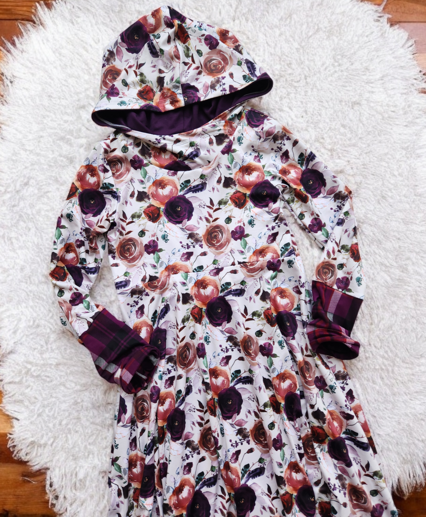 Plum Cream Floral 5 Dress (8-12y)