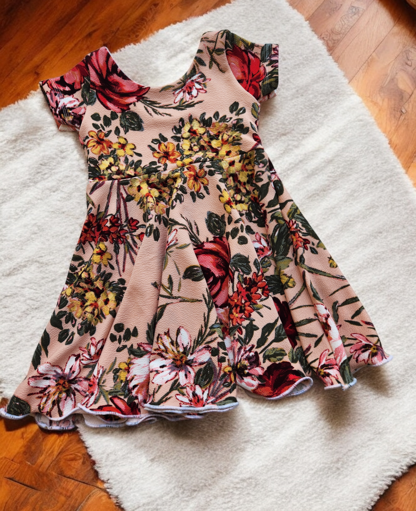 4T Peach Wildflowers Dress