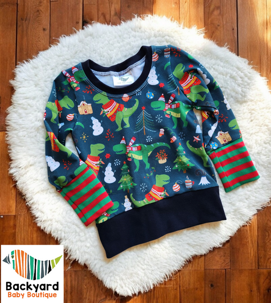 Dark Green Festive Dino GWM 1 pullover