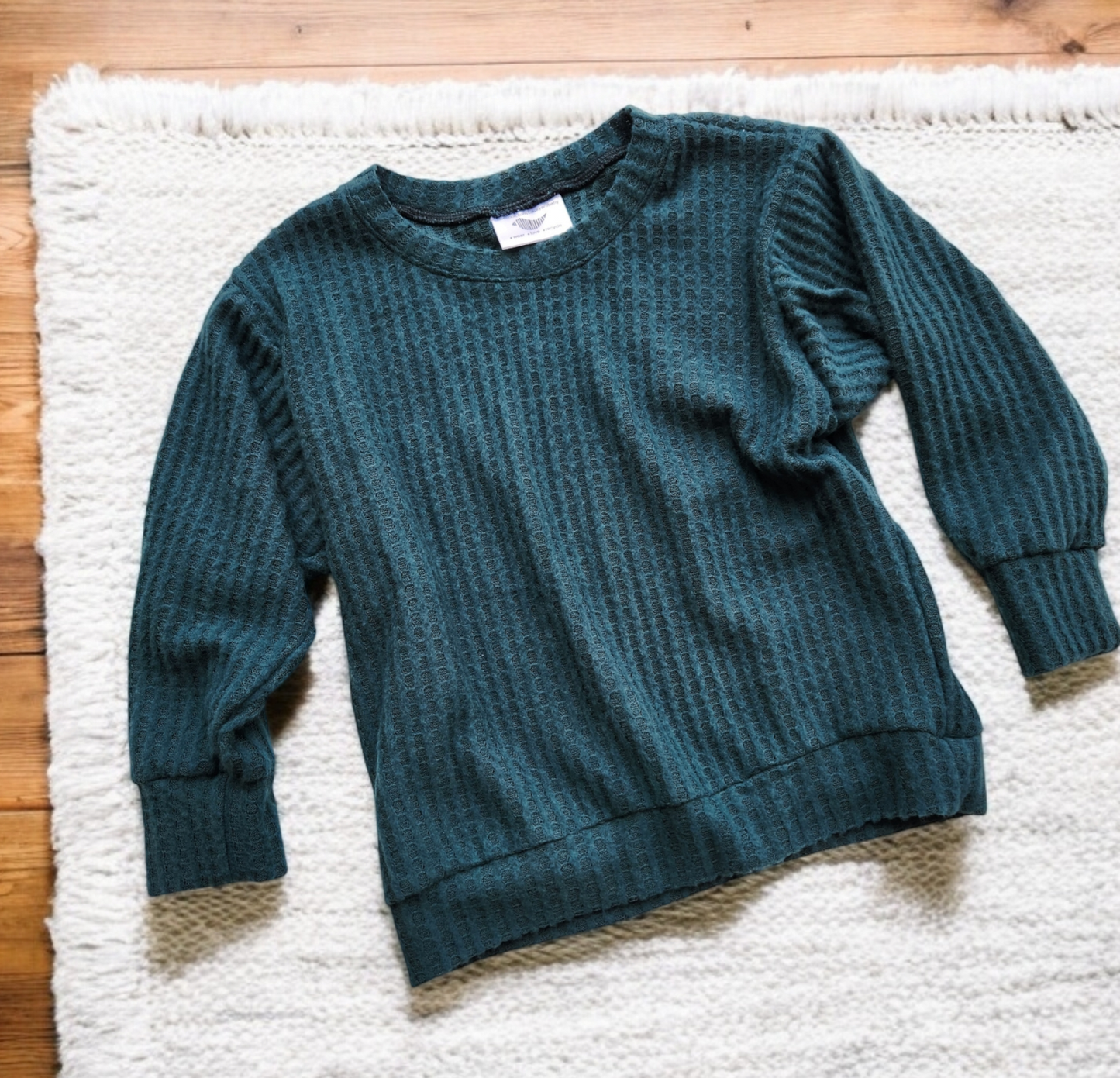 2/3T Evergreen Waffle Knit Slouchy Sweater