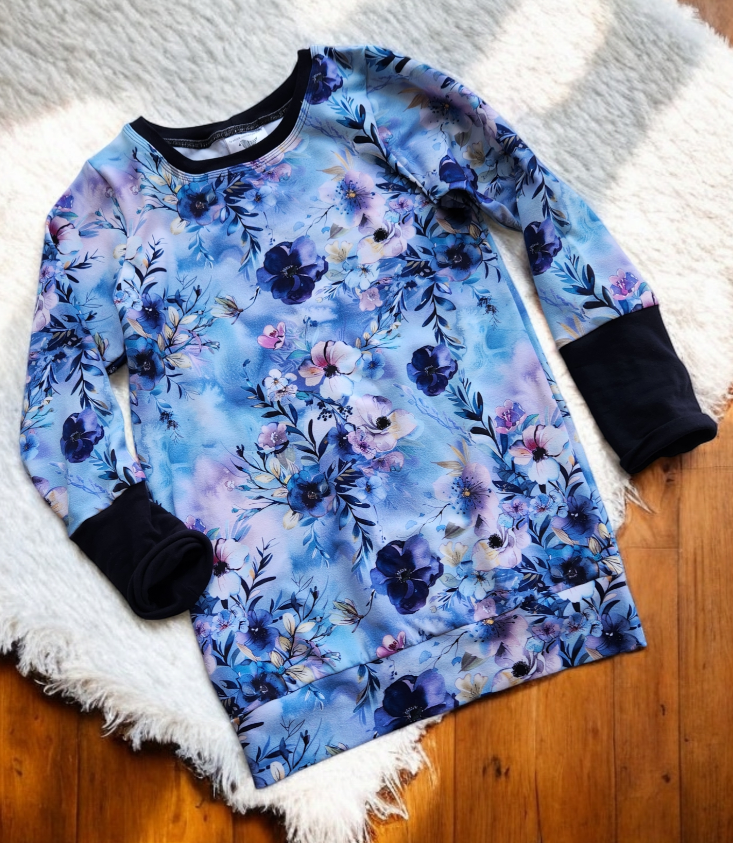 Blue Holiday Floral GWM 4 TUNIC