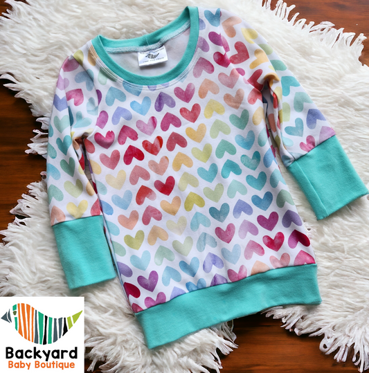 Pastel Watercolor Hearts Tunic GWM 1 pullover