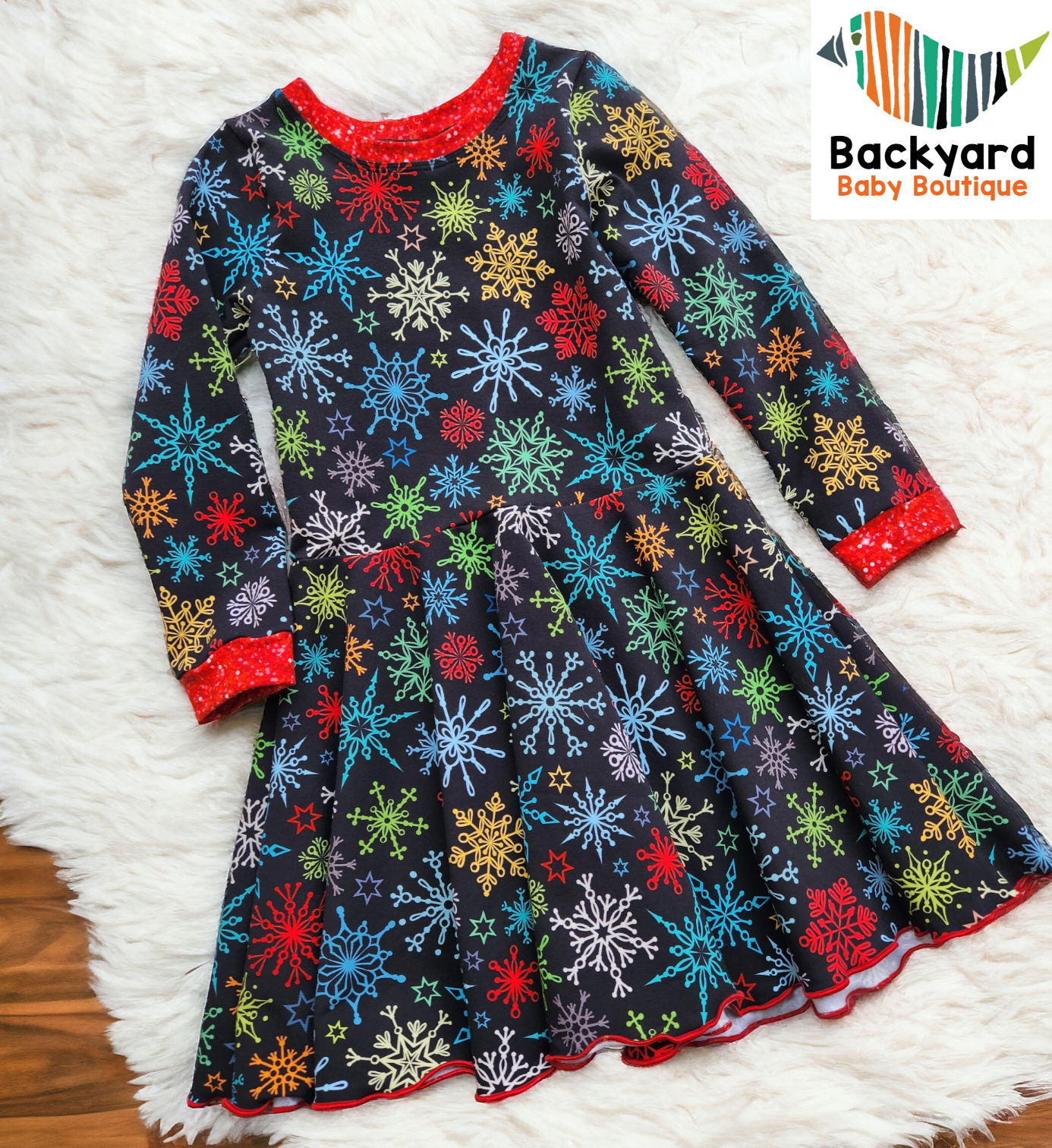 4T Colorful Snowflake Dress