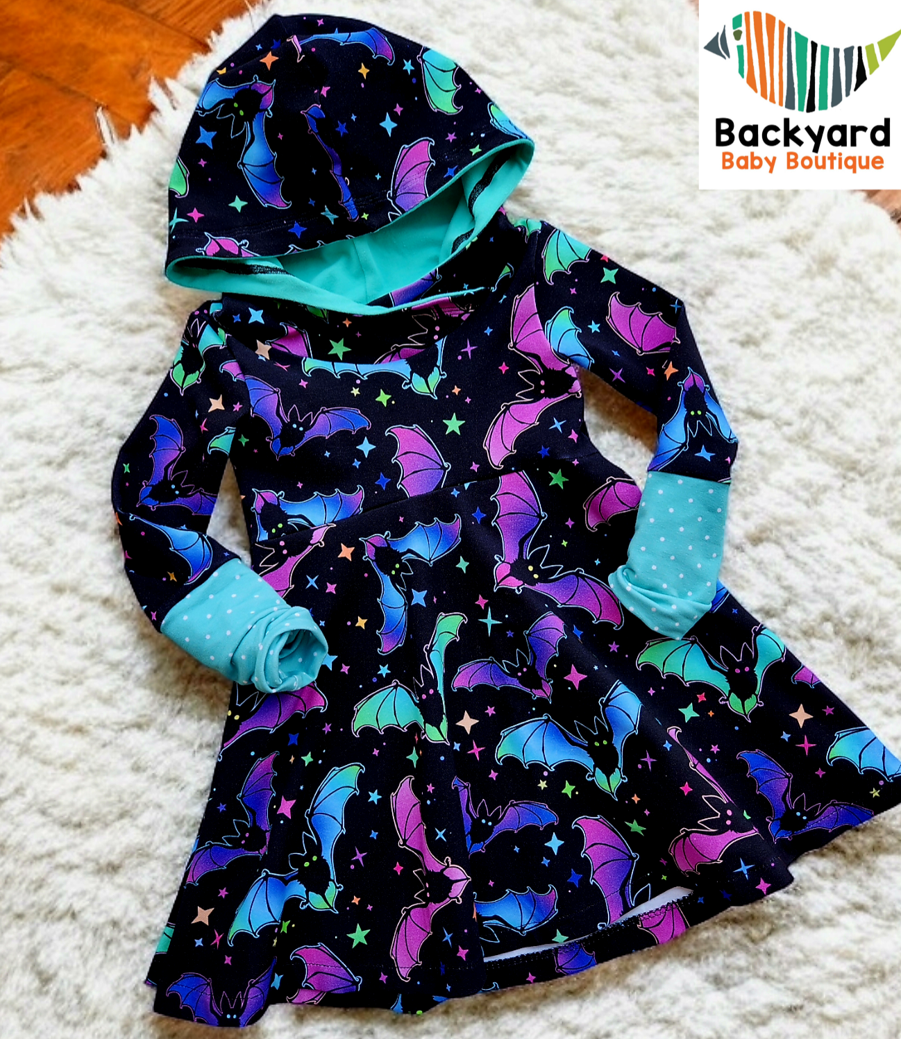 GWM 2 Neon Bats Dress (1-3y)